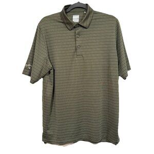 Callaway Men’s Medium Golf Polo Green Striped Opti Dry Nice Condition